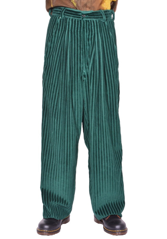 BLESS N°78 3040 ULTRA WIDE PLEATED TROUSERS ULTRA JUMBO CORDUROY DARKGREEN (New Season FW25)