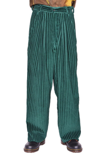 BLESS N°78 3040 ULTRA WIDE PLEATED TROUSERS ULTRA JUMBO CORDUROY DARKGREEN (New Season FW25)