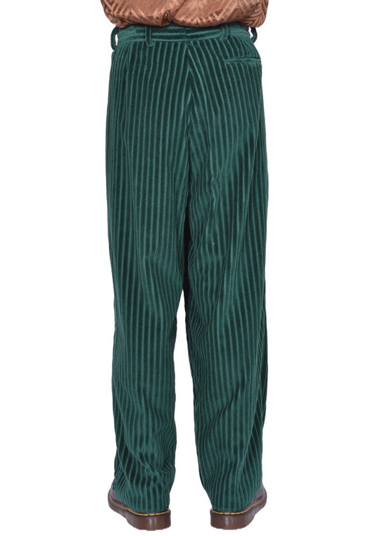 BLESS N°78 3040 ULTRA WIDE PLEATED TROUSERS ULTRA JUMBO CORDUROY DARKGREEN (New Season FW25)