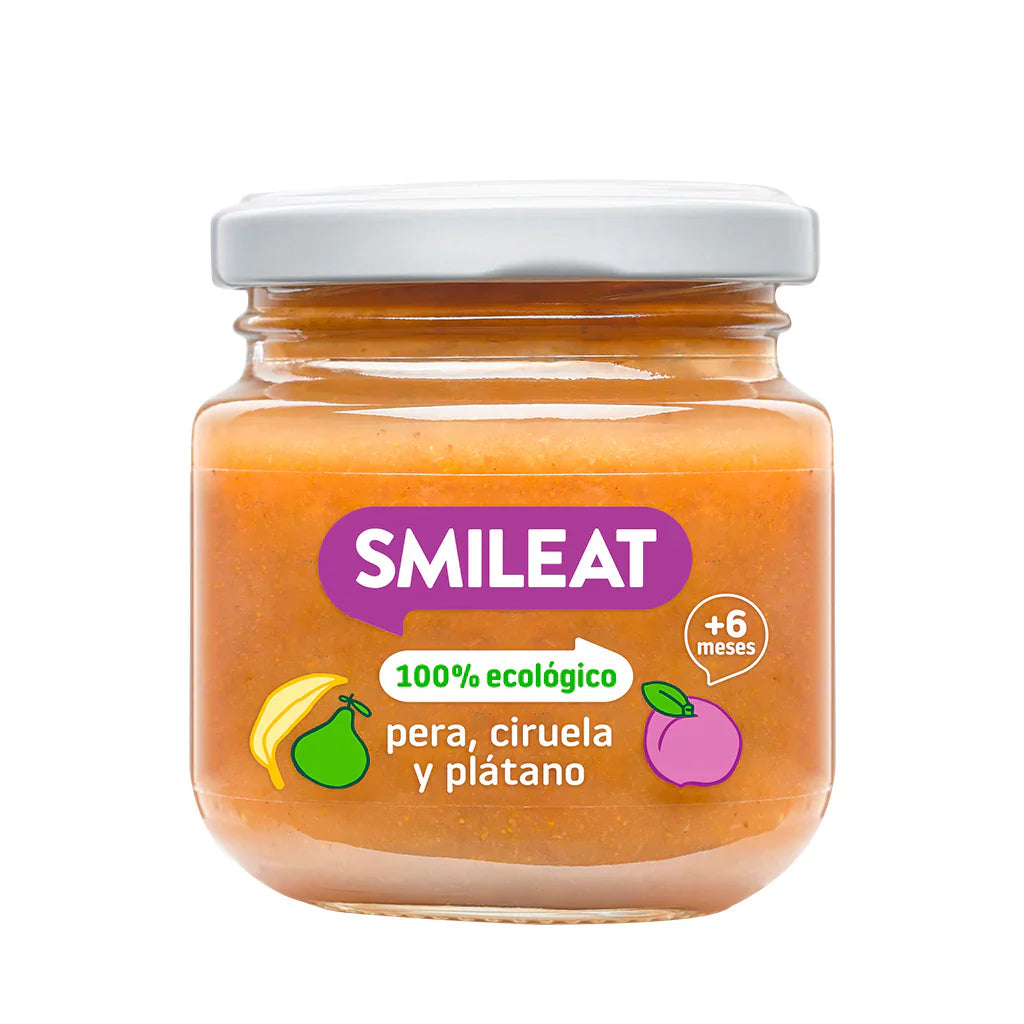 SMILEAT Tarrito Ecológico Pera, Ciruela y Plátano 130g