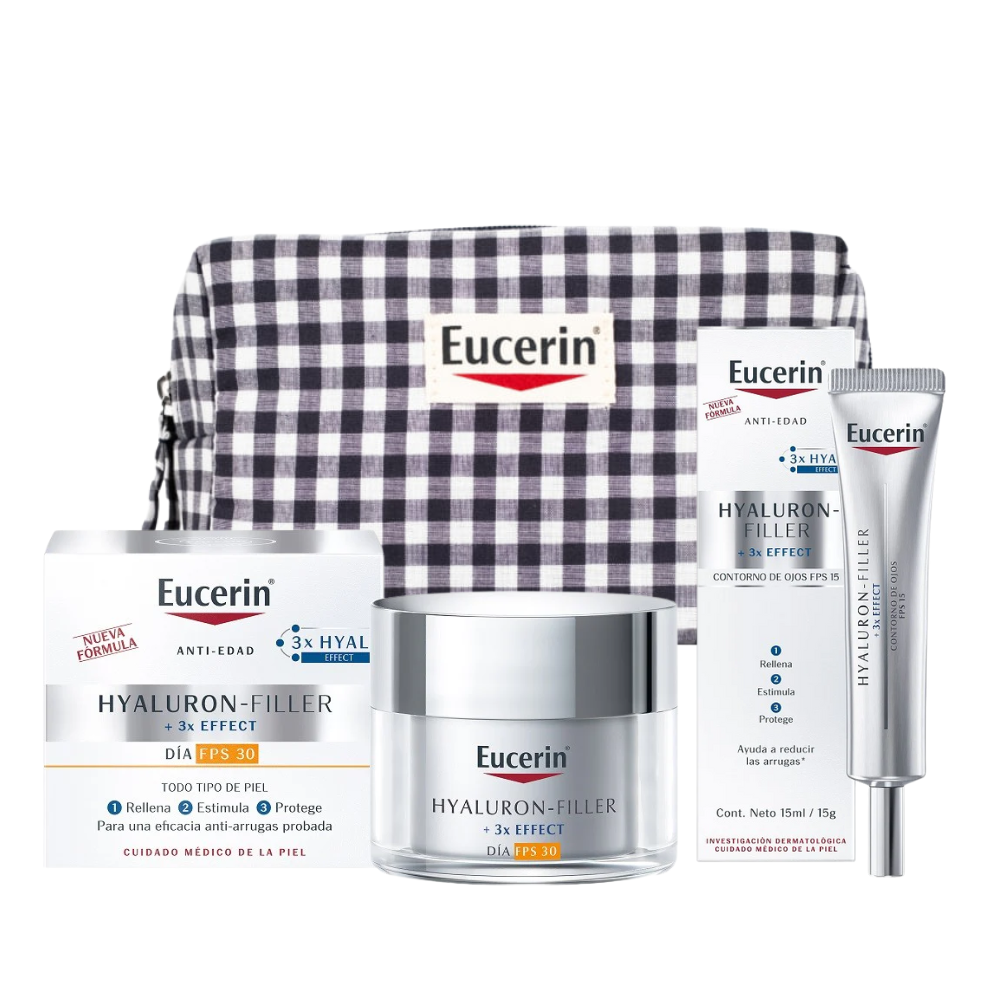 EUCERIN Hyaluron-Filler Día SPF30 (50ml) + Contorno de Ojos SPF15 (15ml) + NECESER DE REGALO
