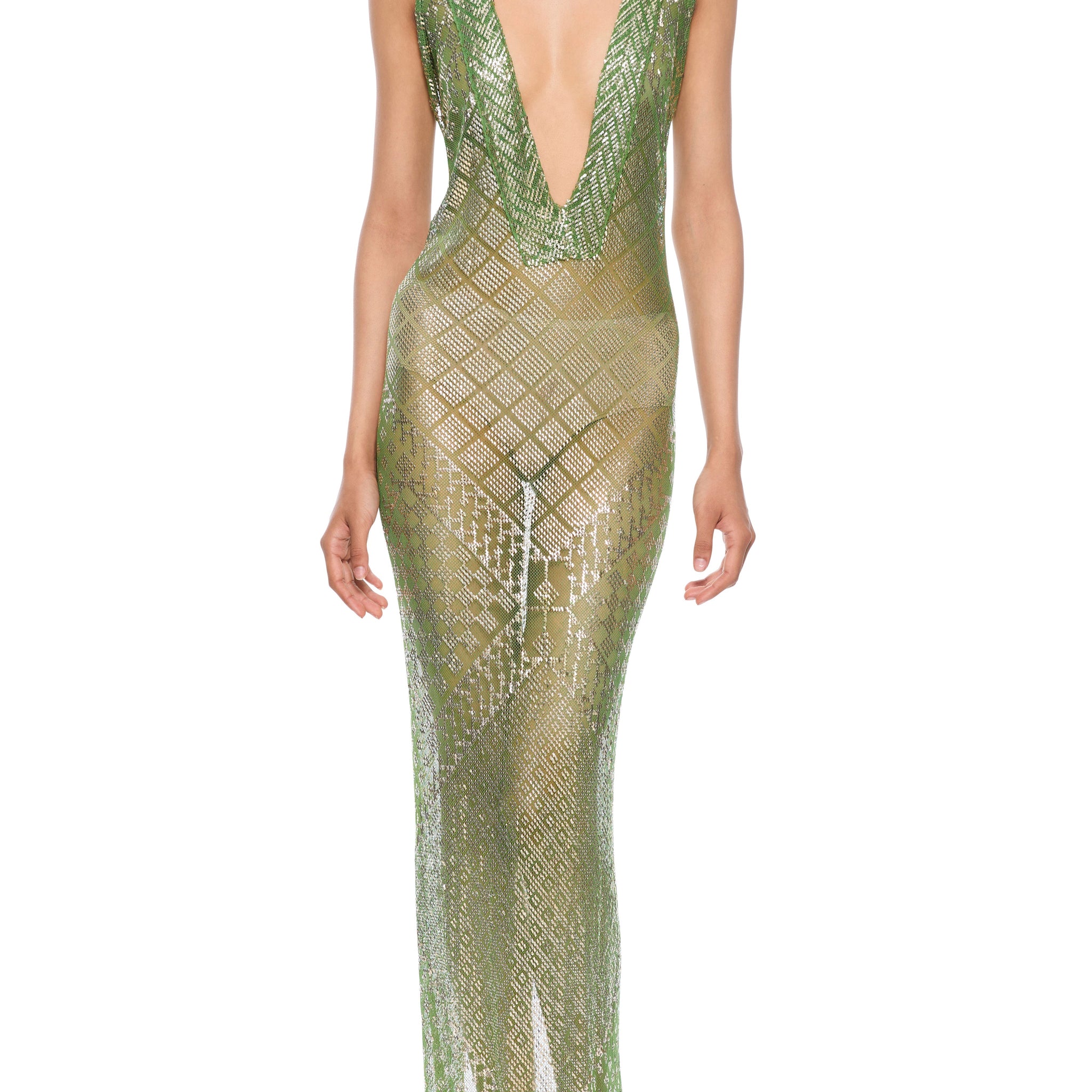 1920s Green Egyptian Gown