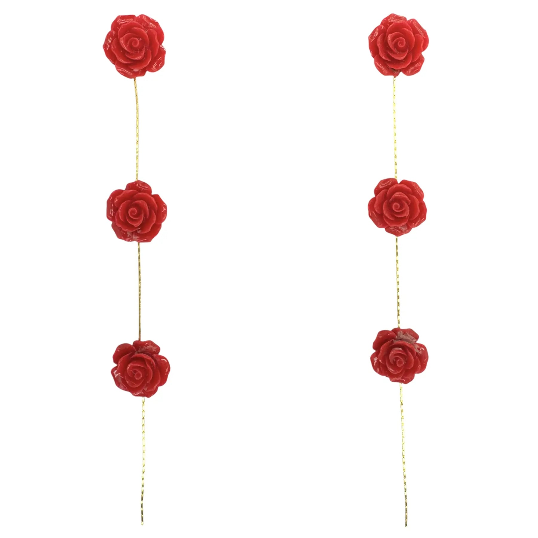 Pendientes Rociera 3 Flores Rojo