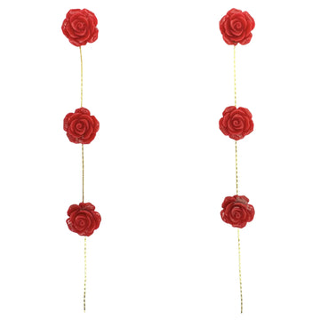 Pendientes Rociera 3 Flores Rojo