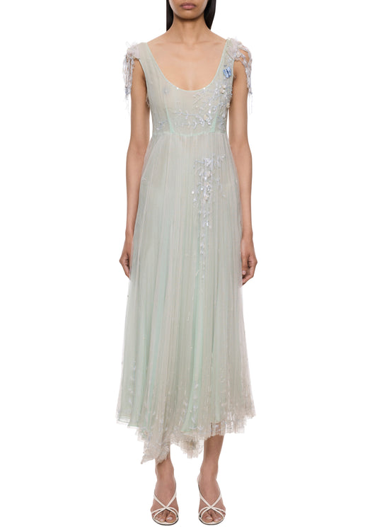 1930s Baby Blue Chiffon Dress