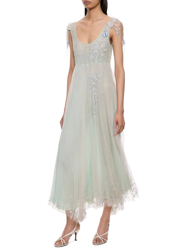 1930s Baby Blue Chiffon Dress