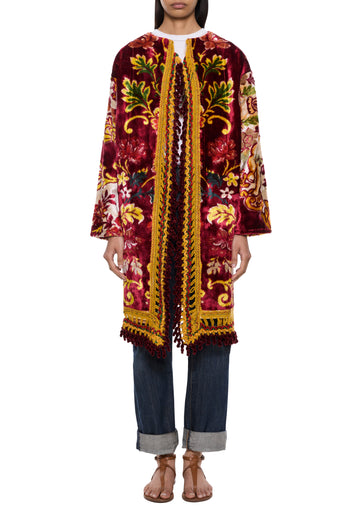 70s Red and Gold Tapestry Coat