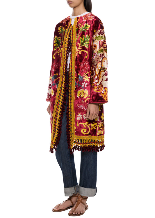 70s Red and Gold Tapestry Coat