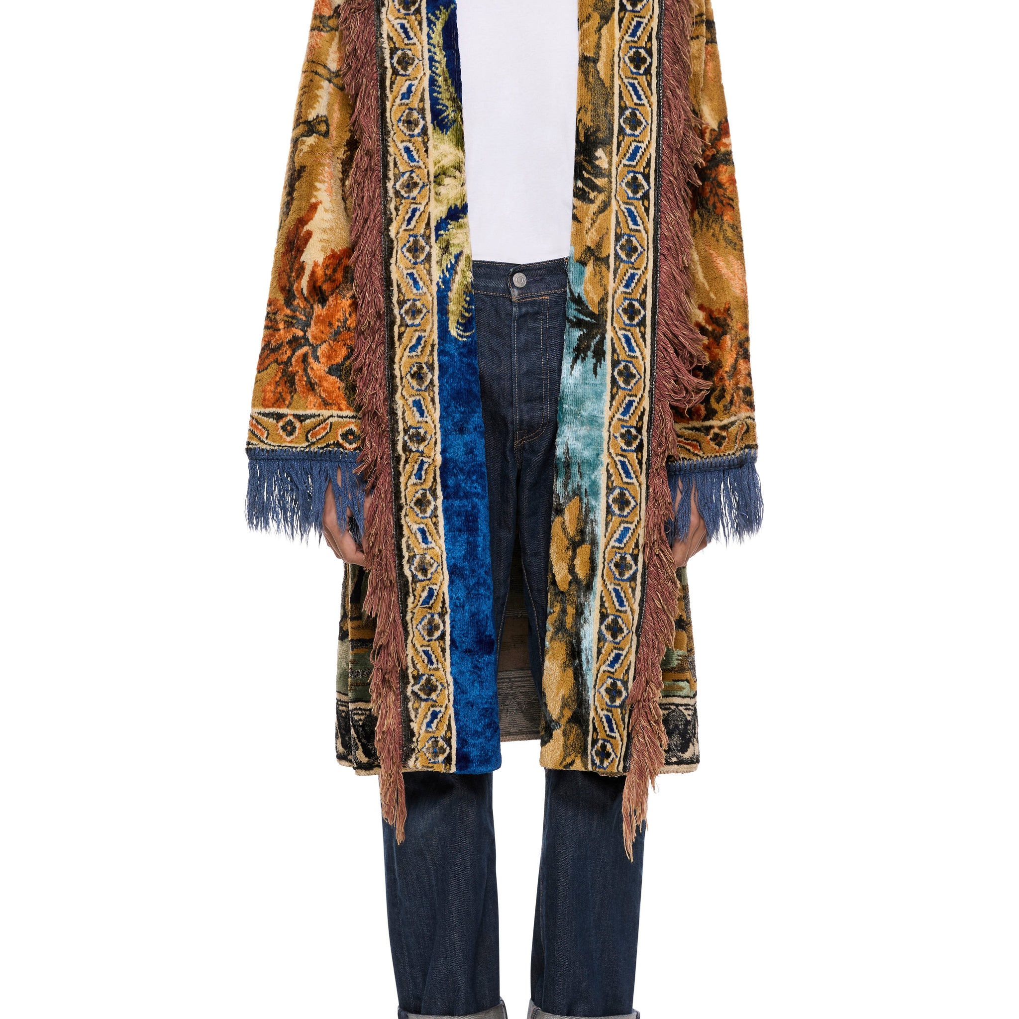 70s Blue and Green Carpet Coat