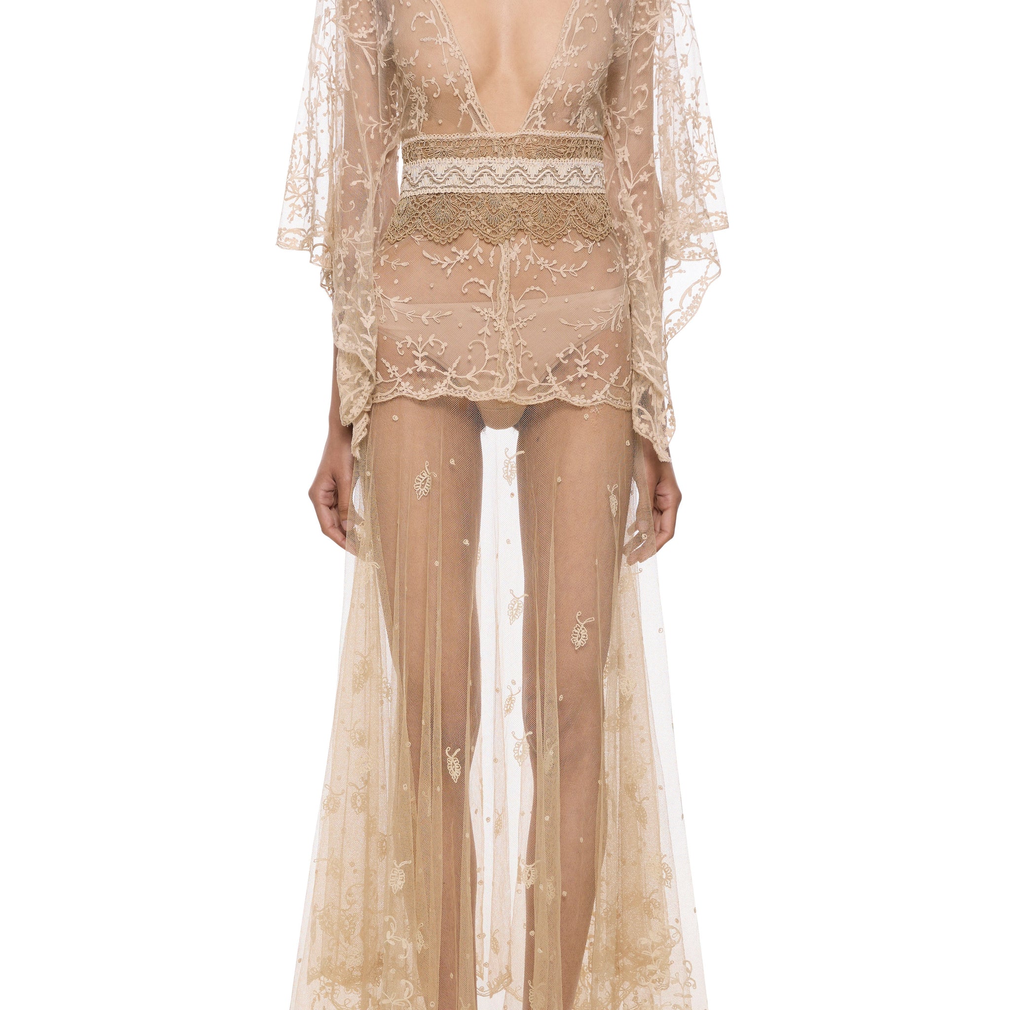 1920s Ivory Handmade Lace Dress