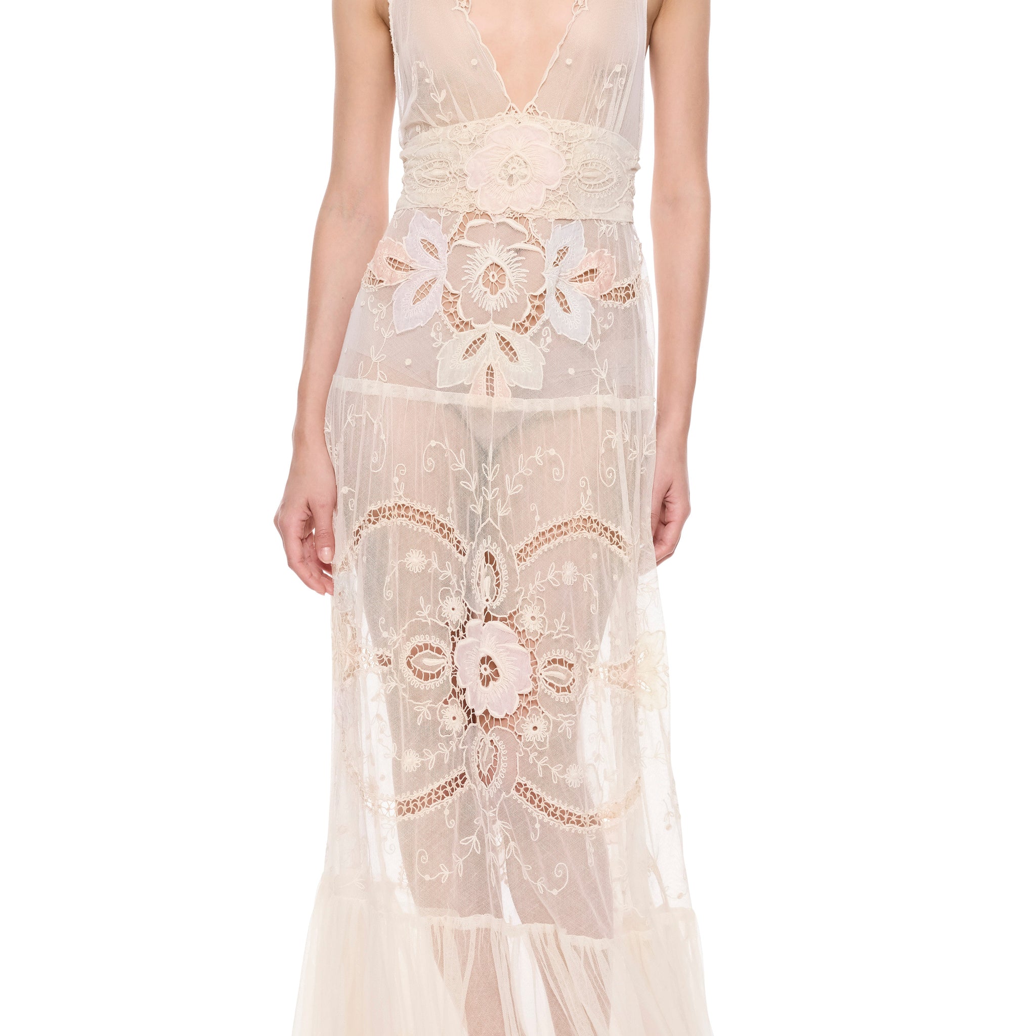 1940s Floral Handmade Lace Dress