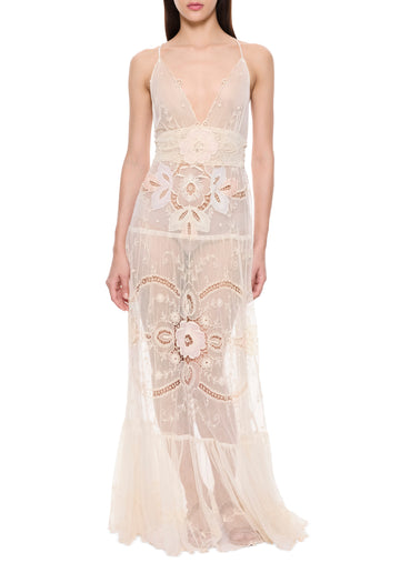 1940s Floral Handmade Lace Dress