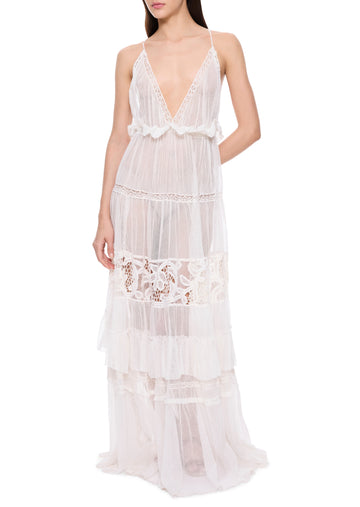 1940s White Lace Sundress