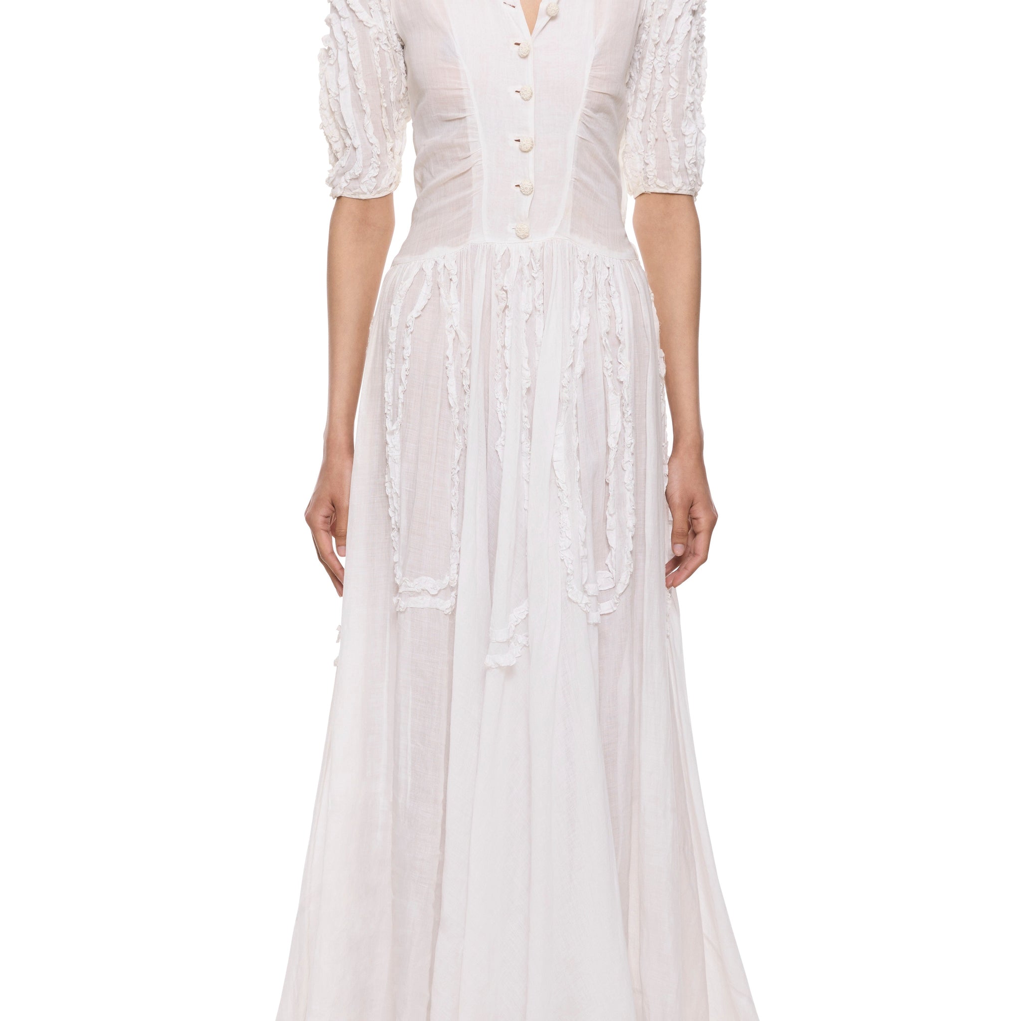 1930s White Cotton Bridal Gown