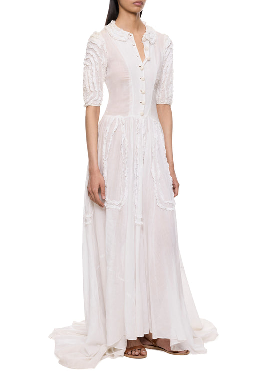 1930s White Cotton Bridal Gown