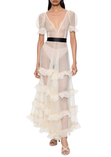 1930s Ivory Tulle Dress