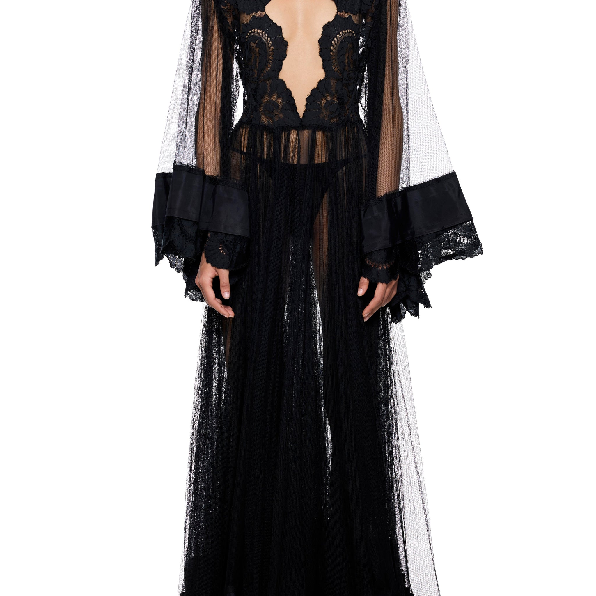 1930s Handmade Lace Gown with Voluminous Sleeves