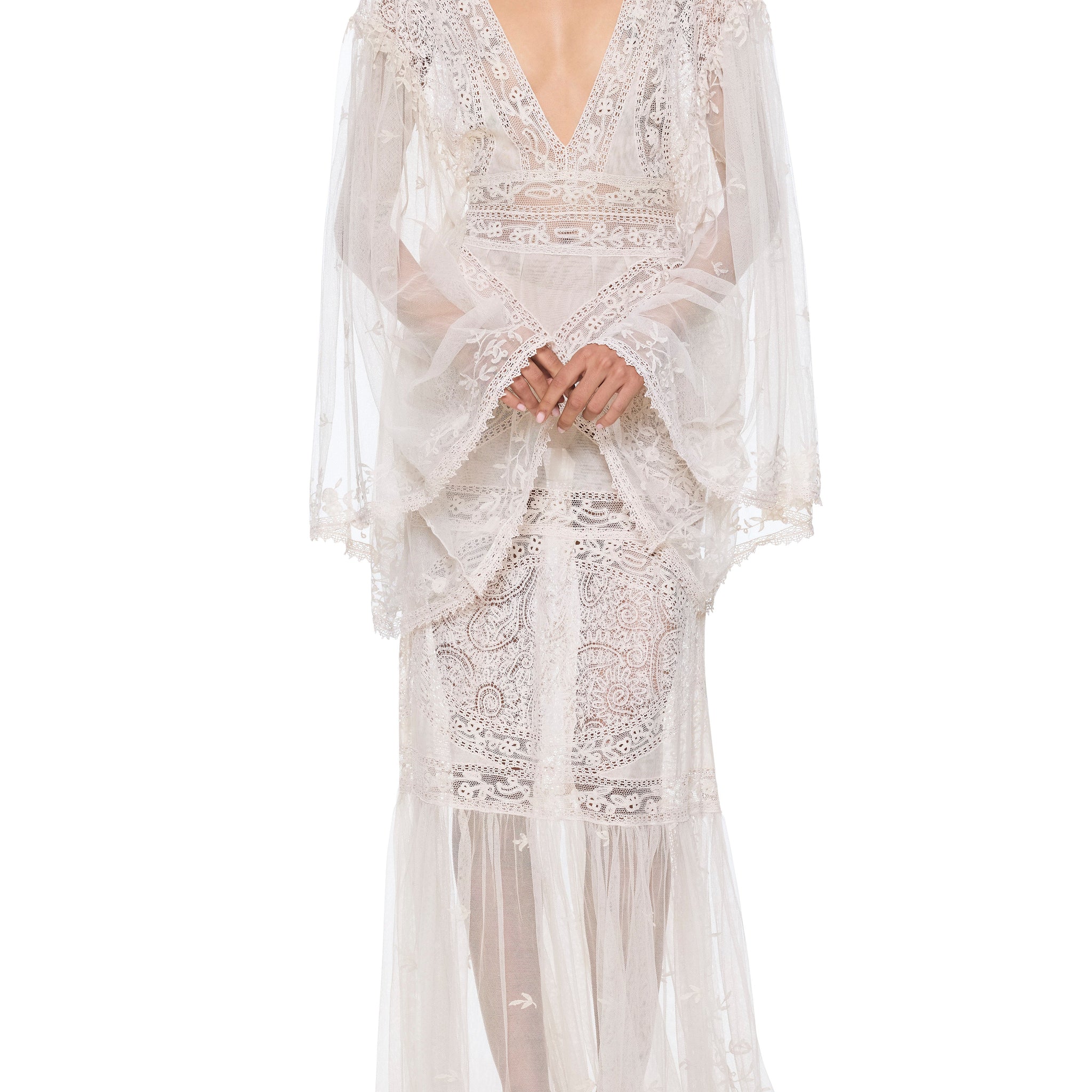 1930s Handcrafted Ivory Lace Gown