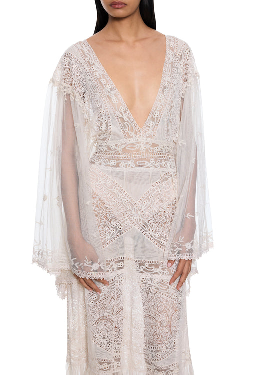 1930s Handcrafted Ivory Lace Gown