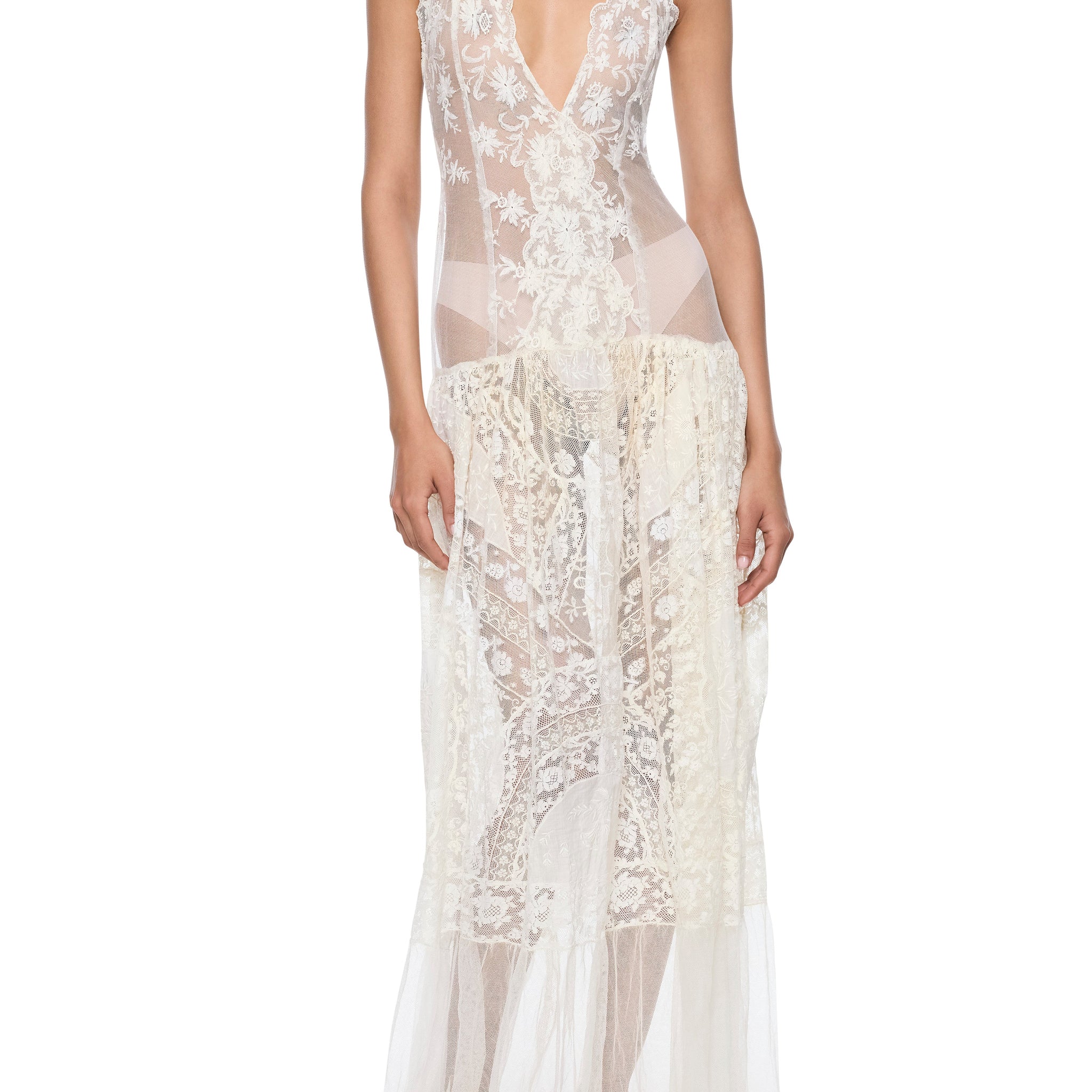 1940s Intricate Tulle and Lace Sundress with Blouse