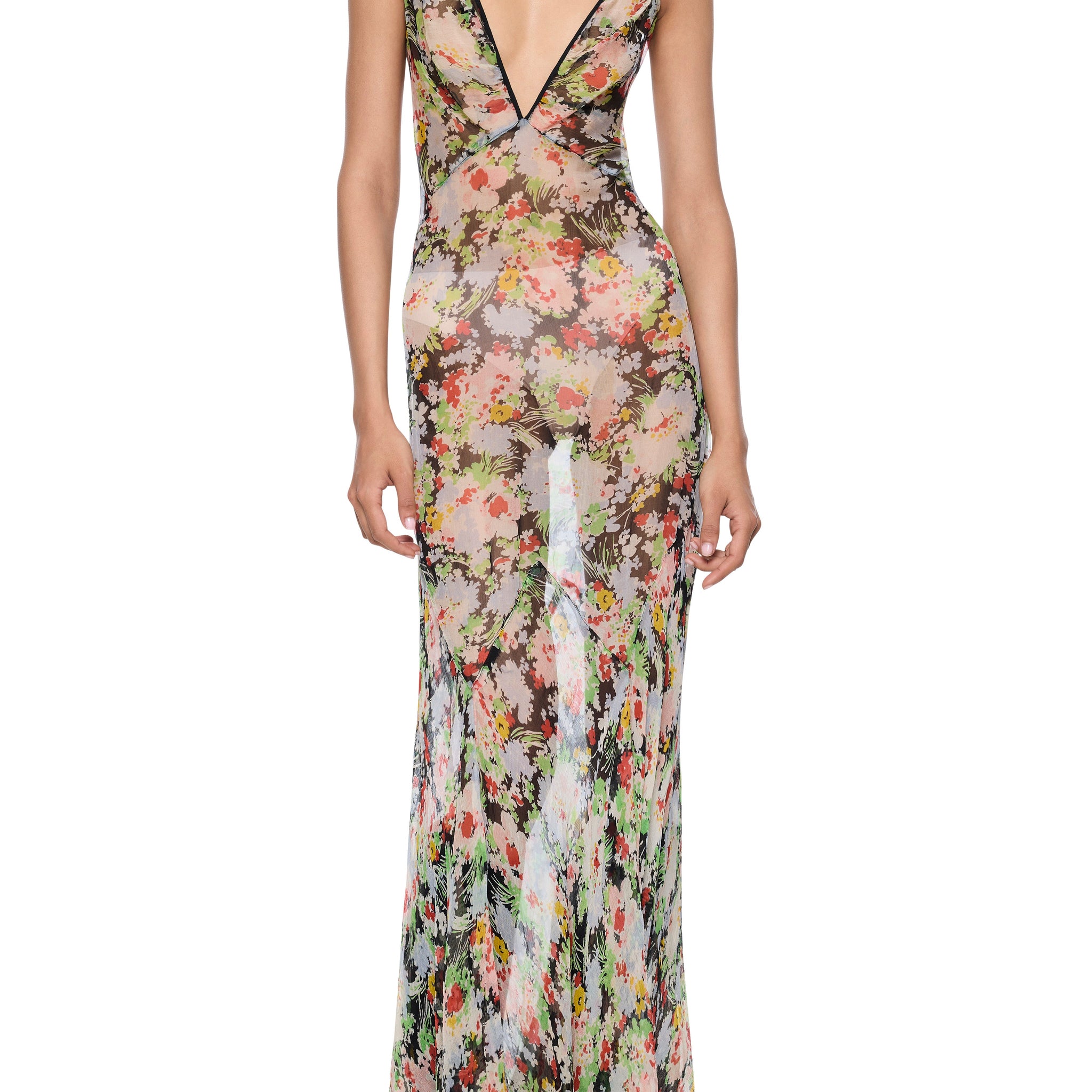 1940s Floral Silk Dress