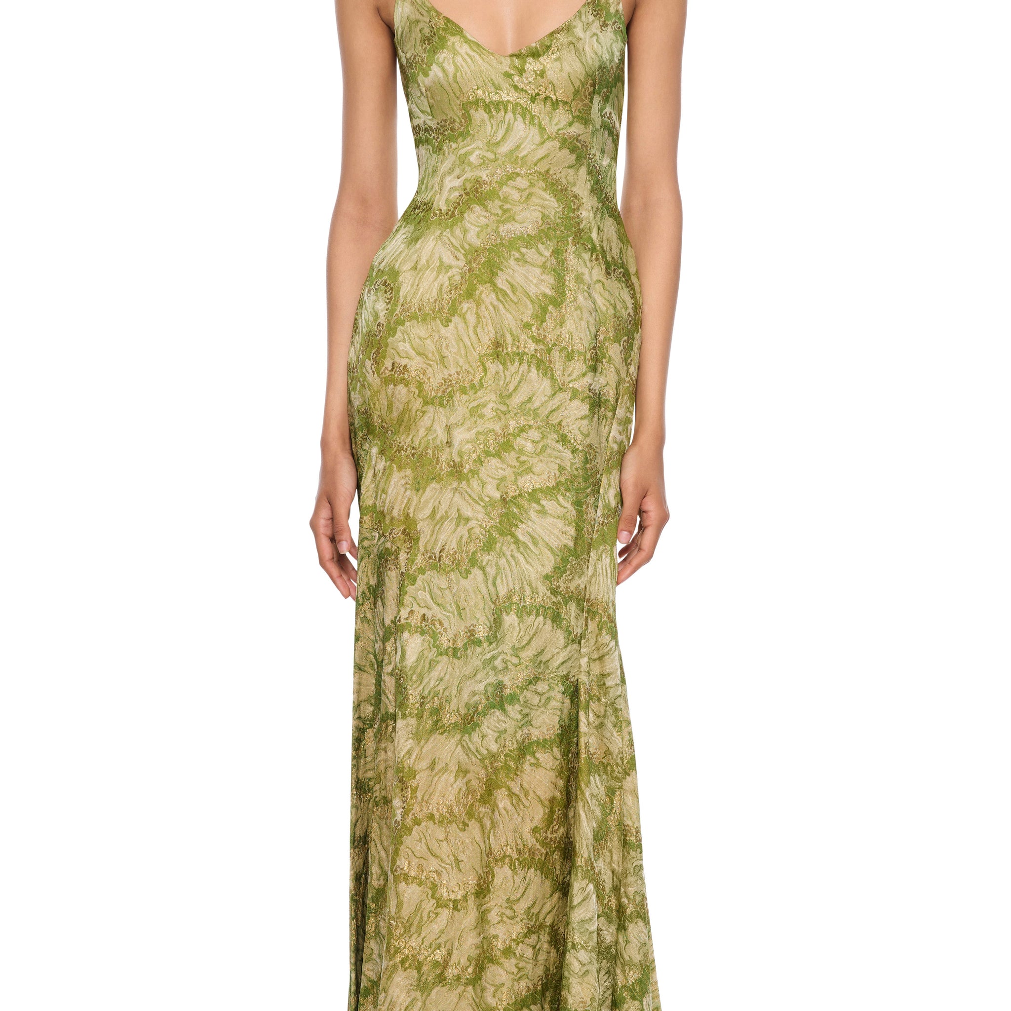 1920s Lime Green Lamé Gown