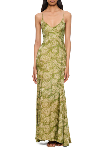 1920s Lime Green Lamé Gown