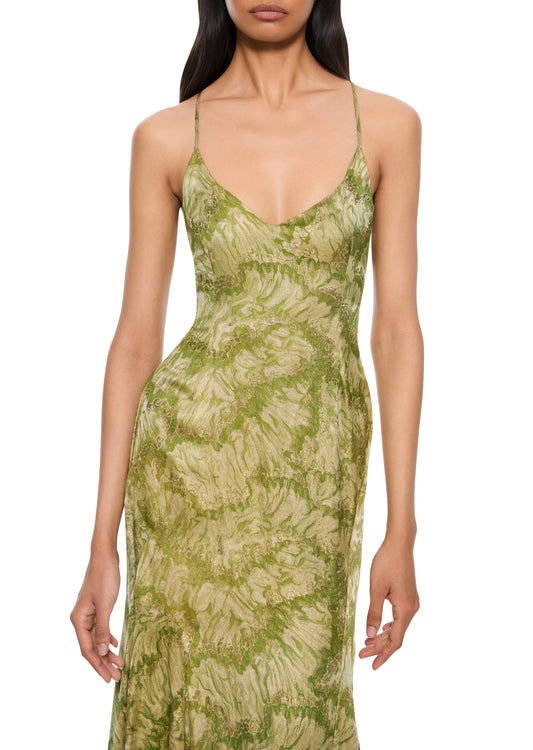 1920s Lime Green Lamé Gown