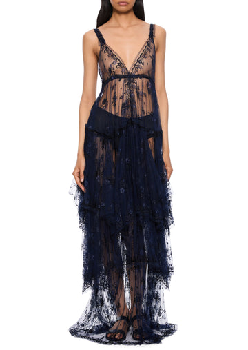 1940s Navy Lace Dress