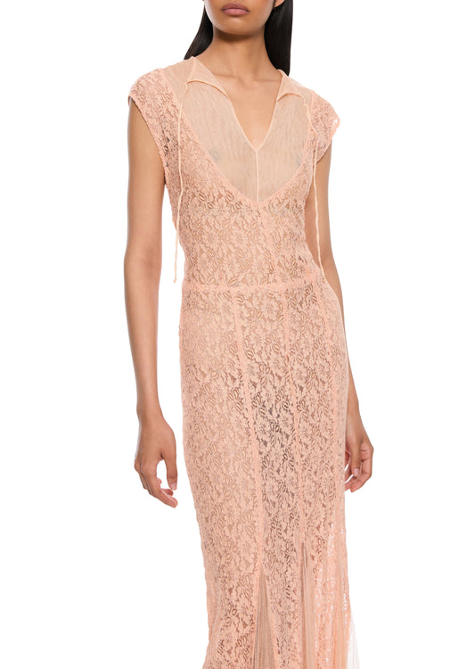 1930s Peach Lace Dress