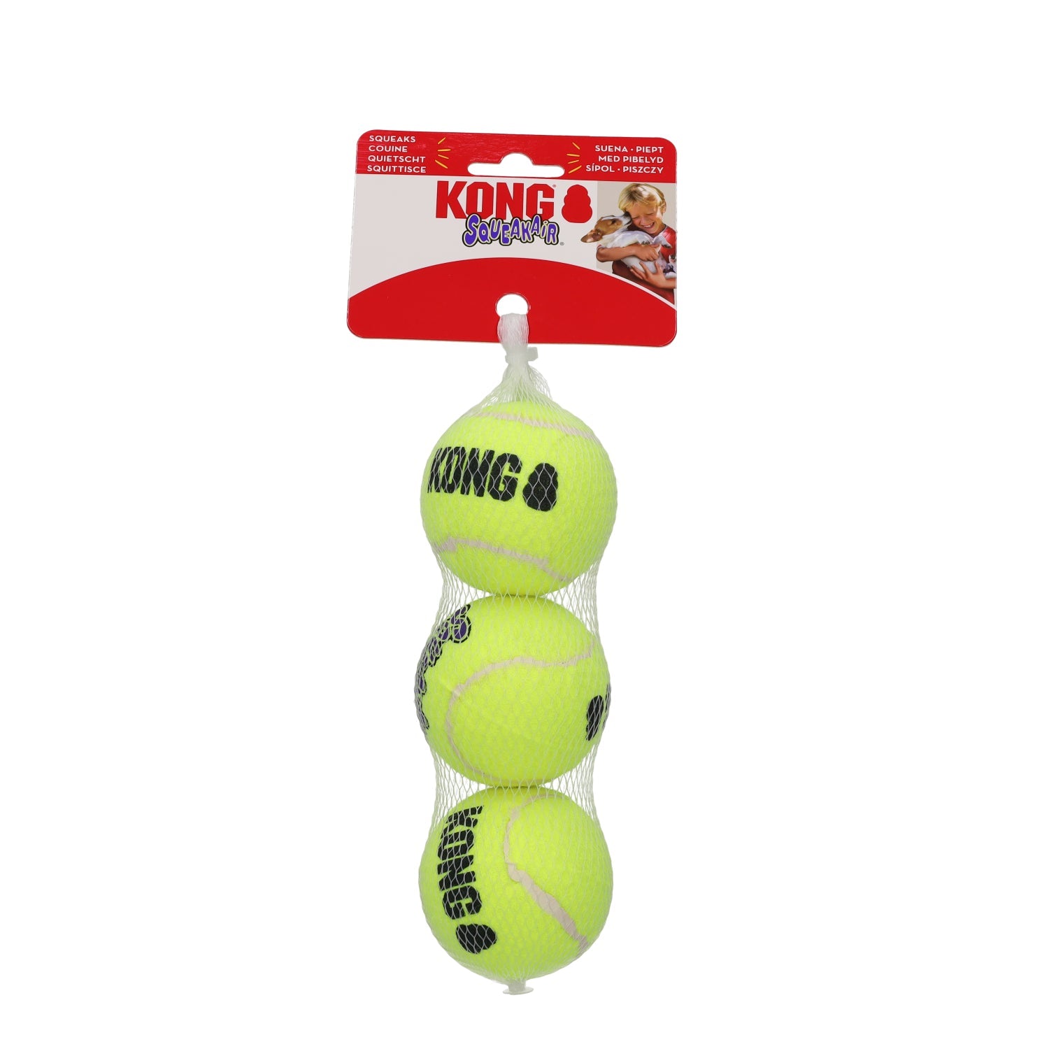 Kong Air Dog Pelotas Squeaker Amarillo 3 uds