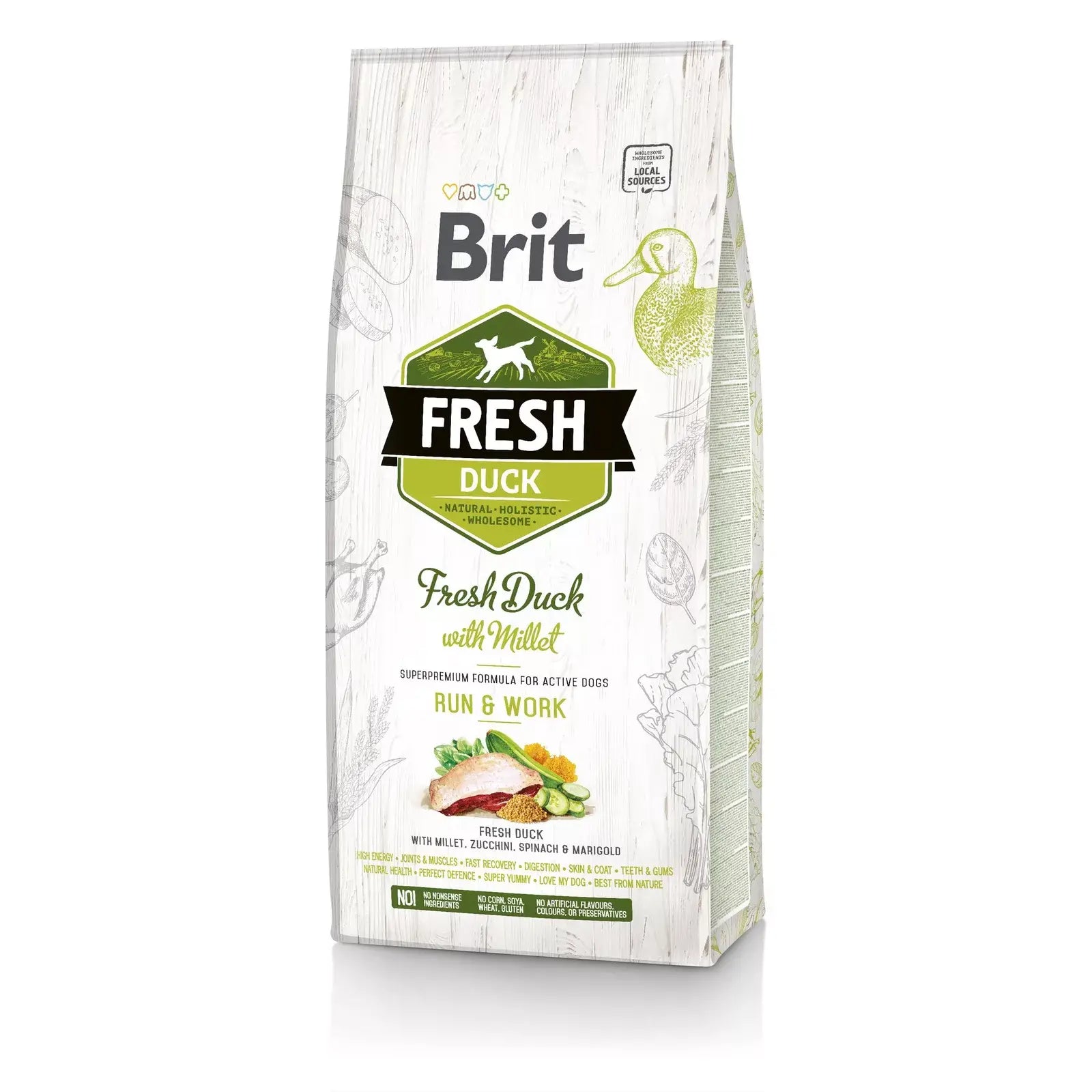 Brit Fresh Active Run Pato Alimento Seco para Perros 2,5Kg