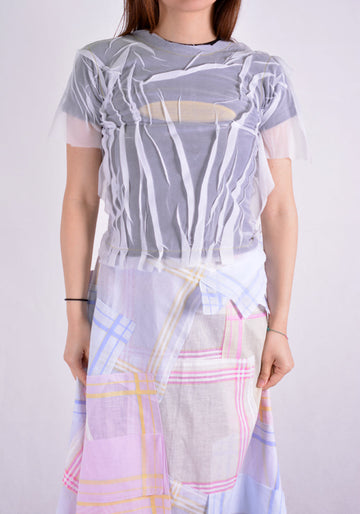 AFTER HOMEWORK VOILE1 WOMENS T-SHIRT BLACK W/WHITE VOILE