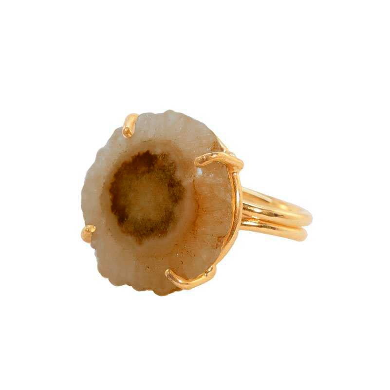 Anillo Piedra Solar Beige/Marrón