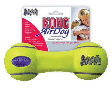 KONG ASDB1 AirDog Squeaker Dumbbell Juguete para Masticar Amarillo 1 ud
