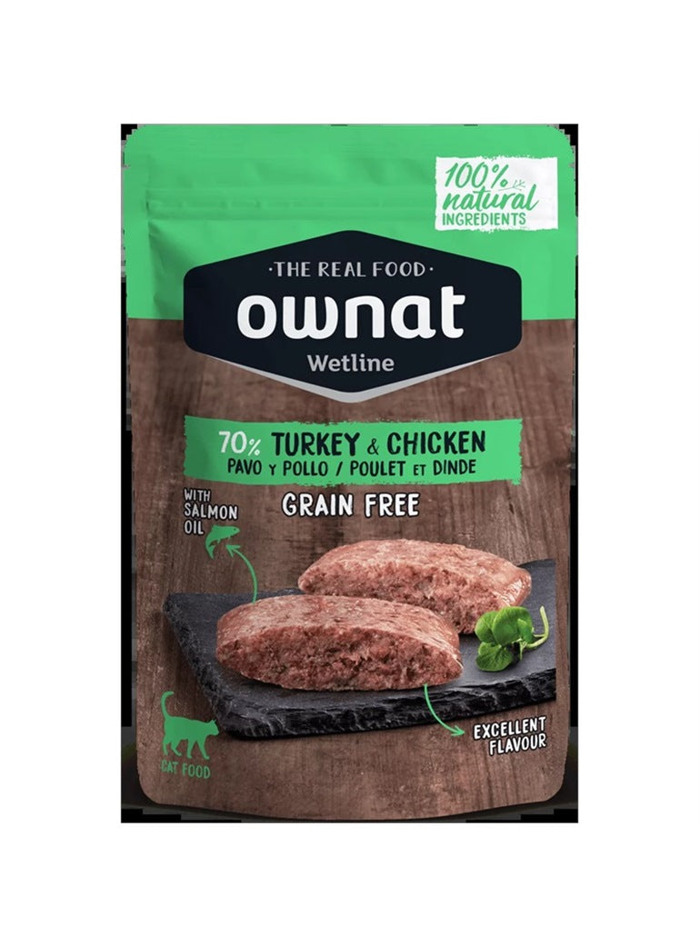 Ownat Wetline Feline Turkey and Chicken Wet Food 12x85g