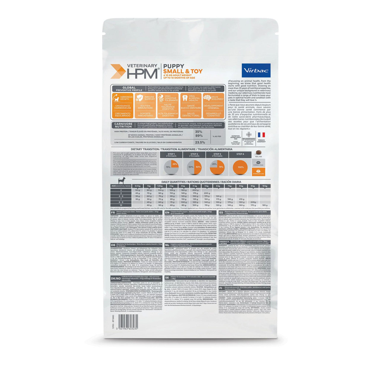 Virbac HPM Puppy Small &amp; Toy Dry Food 1.5kg