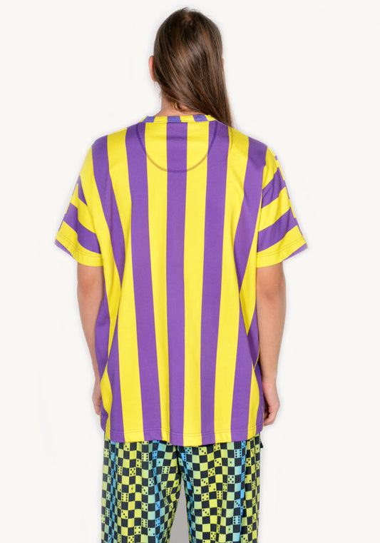 BERNHARD WILLHELM A23_C47+P2 STRIPE WOVEN T-SHIRT PURPLE/YELLOW