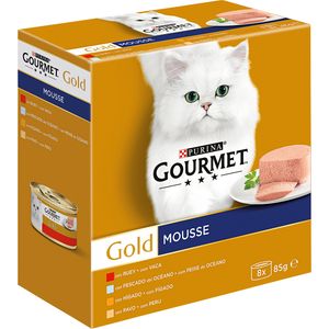 Purina Gourmet Gold Multi Mousse Assortment Wet Food for Adult Cats 8 cans of 85g