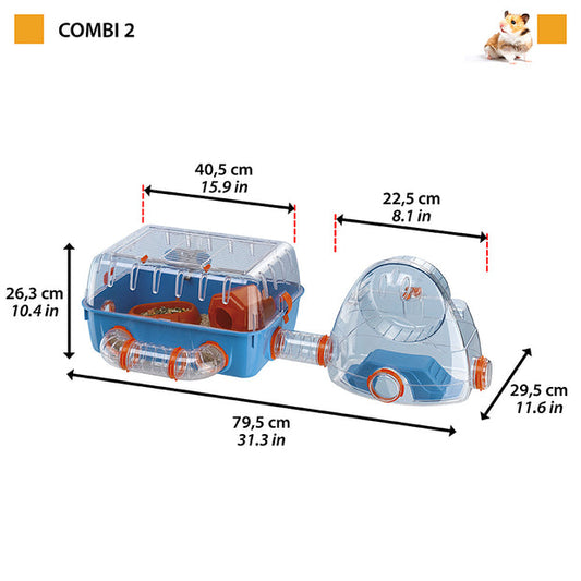 Ferplast Combi 2 Jaula para Hámsters Naranja/Azul