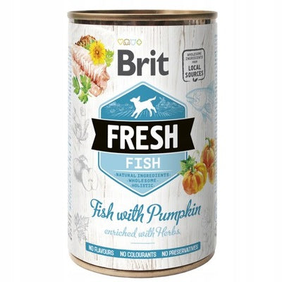 Brit Fresh Fish Pumpkin Wet Food for Adult Dogs 6 cans 2.77kg