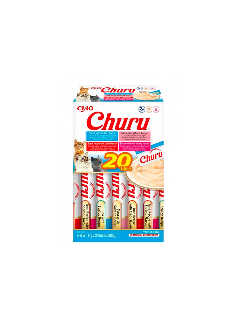 Churu Variedades de Atún con Marisco Snack para Gatos 20 ud