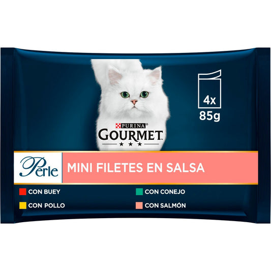 Purina Gourmet Perle Gravy Beef Chicken Rabbit Salmon Wet Food 12 Sachets x 85g