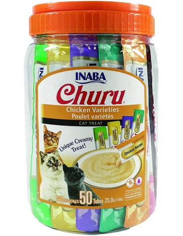 Churu Variedades de Pollo Snacks Cremosos para Gatos 50x14g