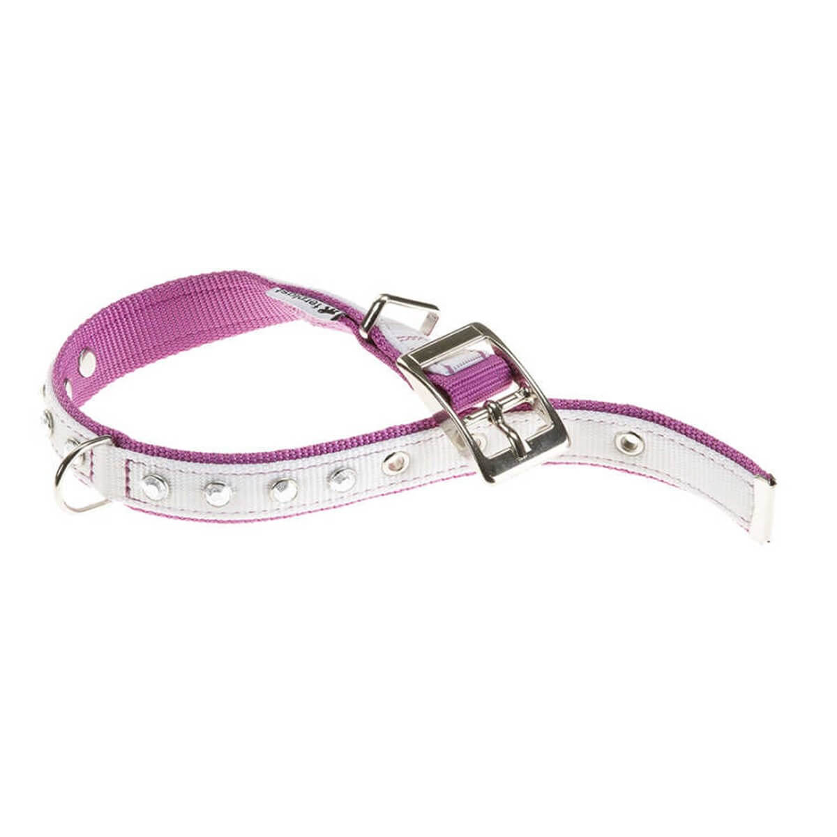 Ferplast Dual Collar Nylon Blanco y Lila 15mm 1 ud