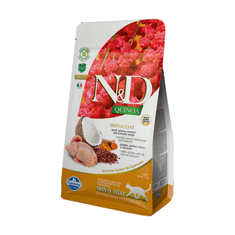 Farmina N&amp;D Quinoa Skin &amp; Coat Hypoallergenic Food for Cats (Quail) 5kg