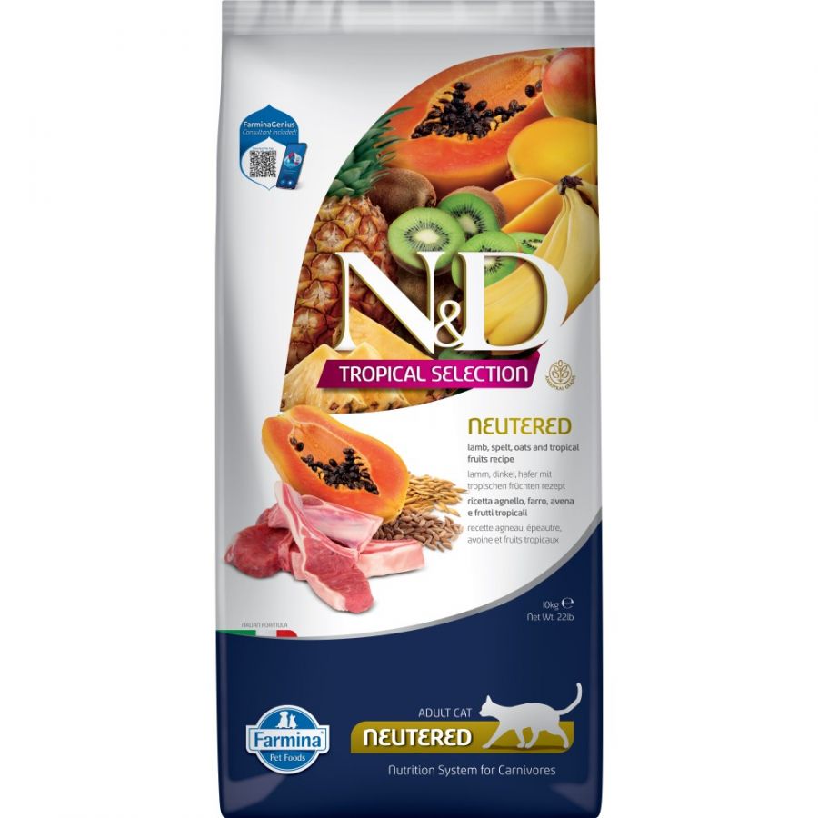 Farmina N&D Cat Tropical Selection Neutered Cordero Alimento Seco 10kg