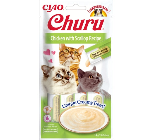 Churu Pollo con Vieira Snack Líquido 4 ud