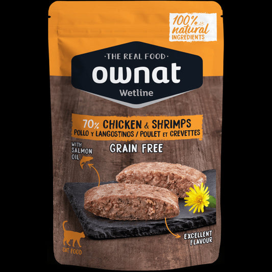 Ownat Wetline Chicken and Shrimp Wet Cat Food 12 x 85g