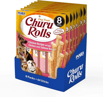 Churu Dog Rolls Receta de Pollo con Salmón Snacks para Perros 8 uds